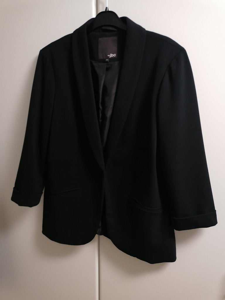 Zwarte getailleerde blazer met 3/4 mouw, maat 44, Kleding | Dames, Jasjes, Kostuums en Pakken, Ophalen of Verzenden, Zo goed als nieuw
