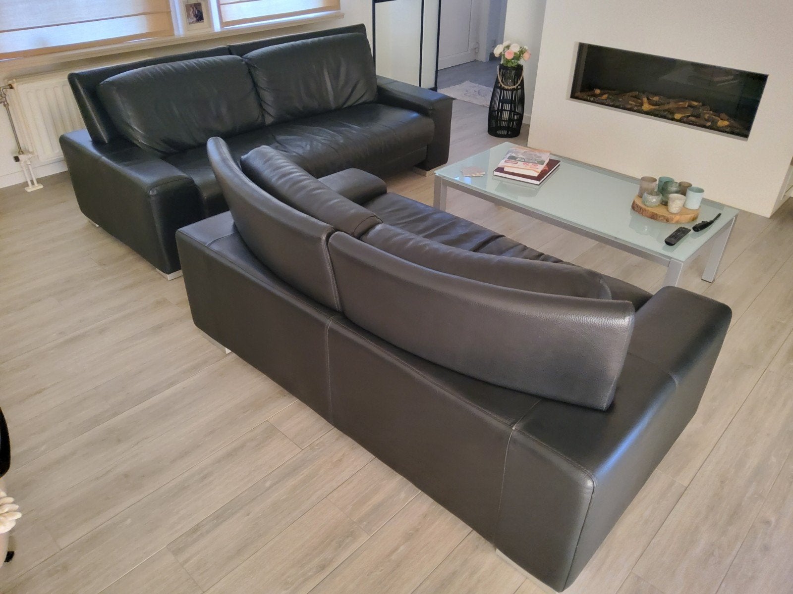 lederen salon, Huis en Inrichting, Ophalen, Gebruikt, Leer