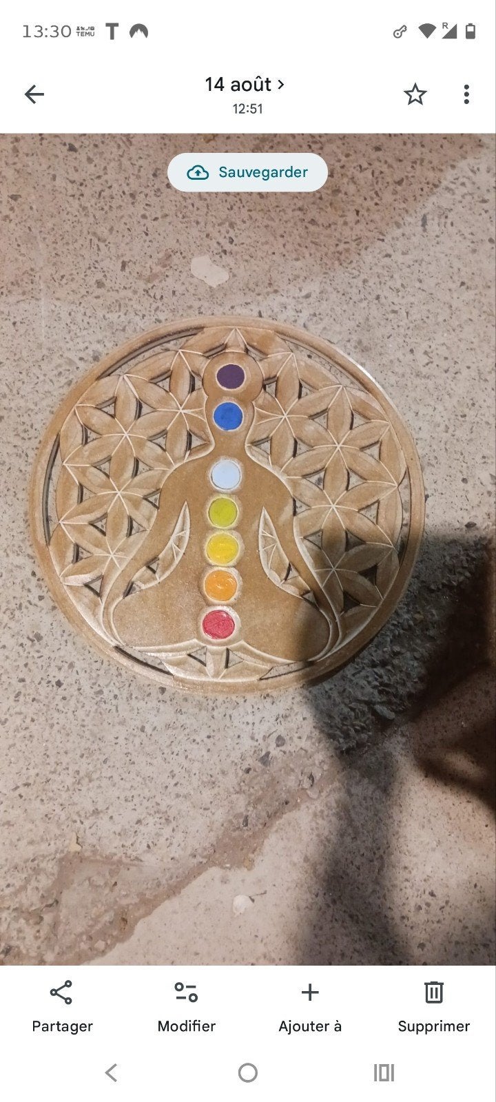 arbre de vie 60 cm en bois compressé motif yoga chakra, Indonesië, Ophalen of Verzenden, Hout
