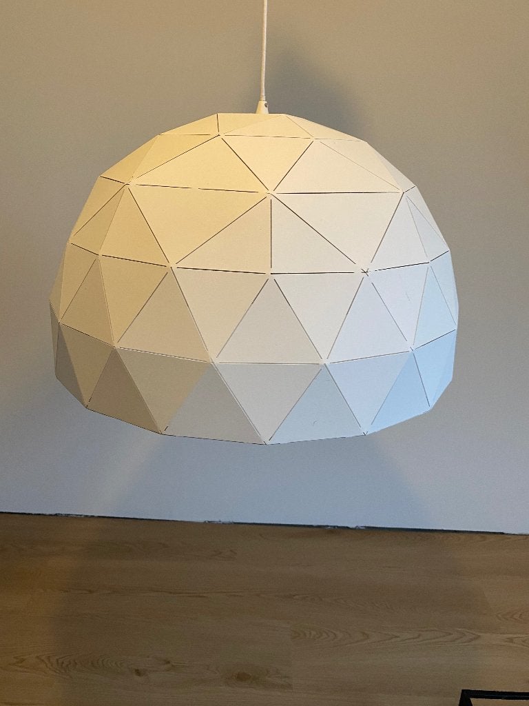 Witte hanglamp, Ophalen, E27 (groot), Zo goed als nieuw, Metaal