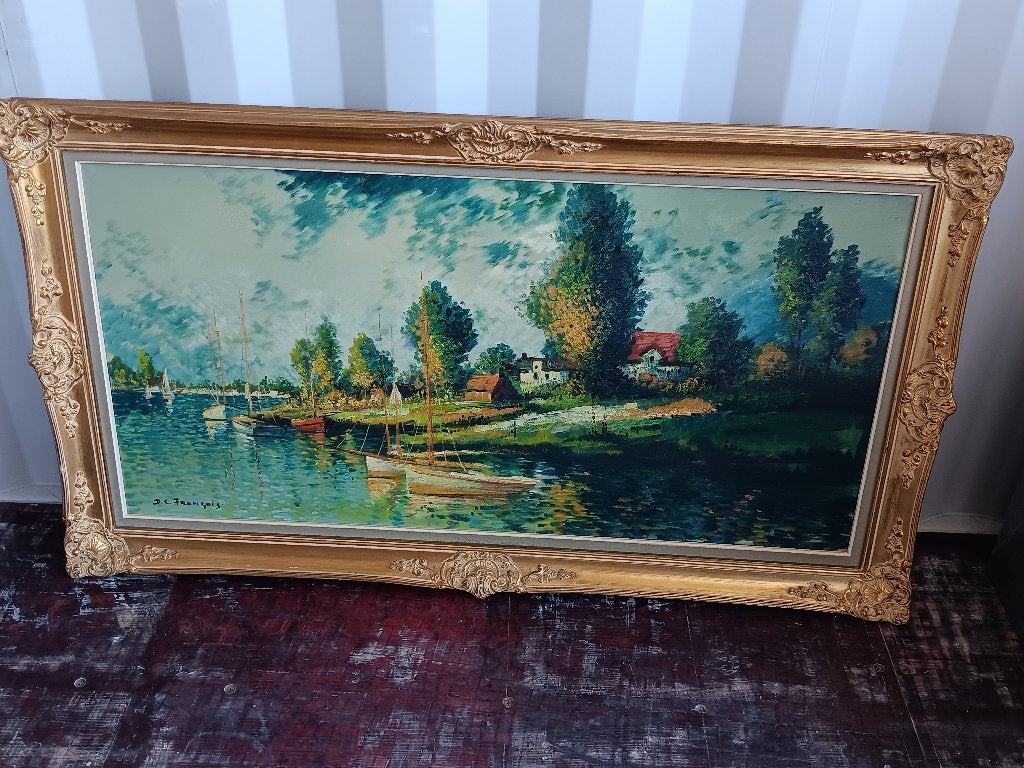 Peinture sur toile  titre (bord de seine ), Enlèvement, Véhicules