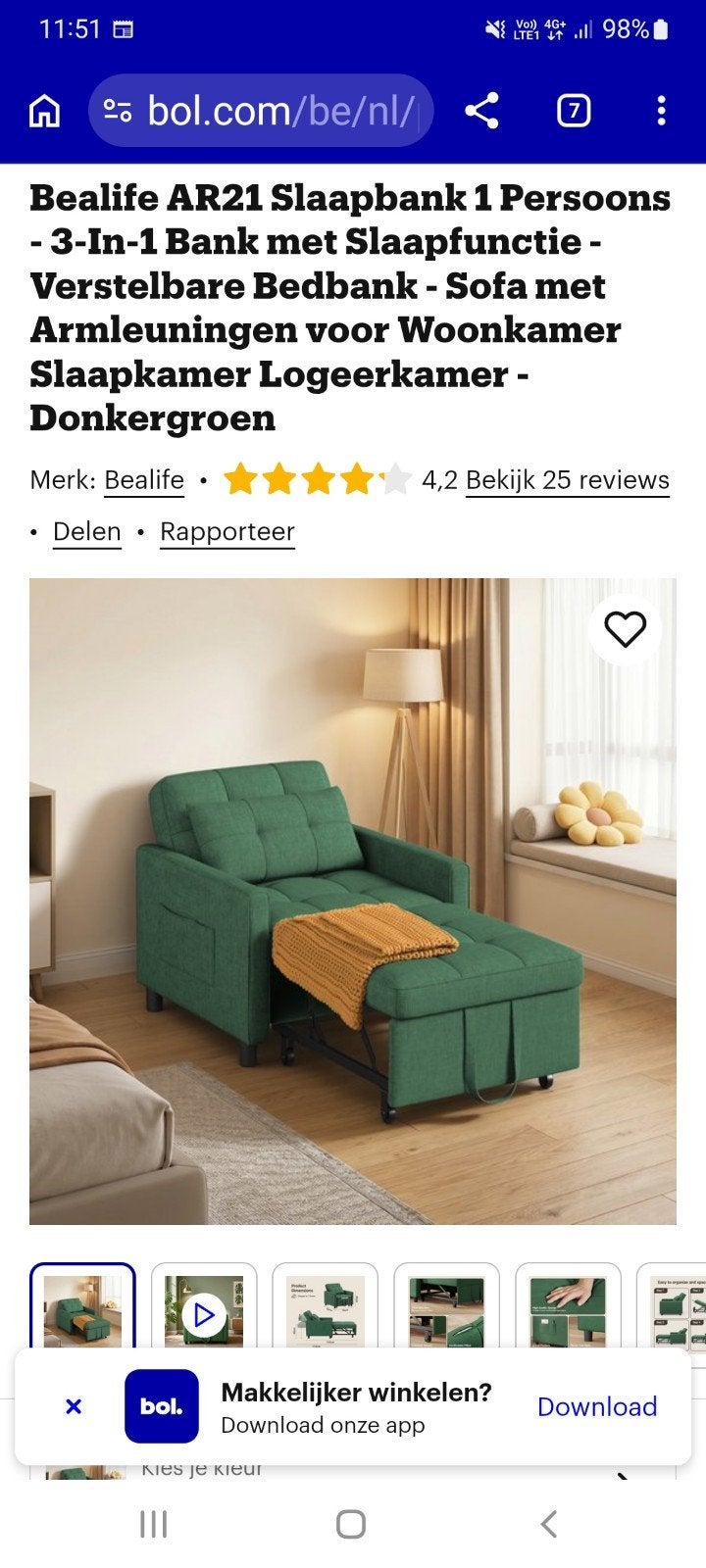 zetelbed nieuw in doos, Ophalen, Nieuw