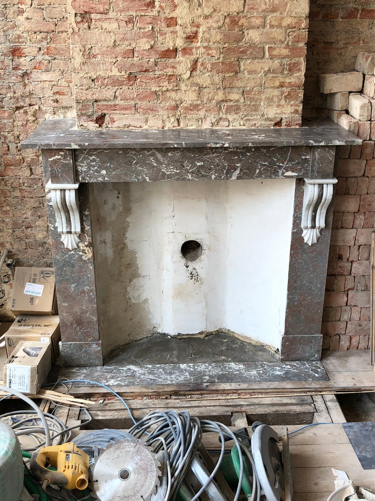 Schouwmantel marmer, Doe-het-zelf en Bouw, Overige Doe-Het-Zelf en Bouw, Ophalen, Gebruikt