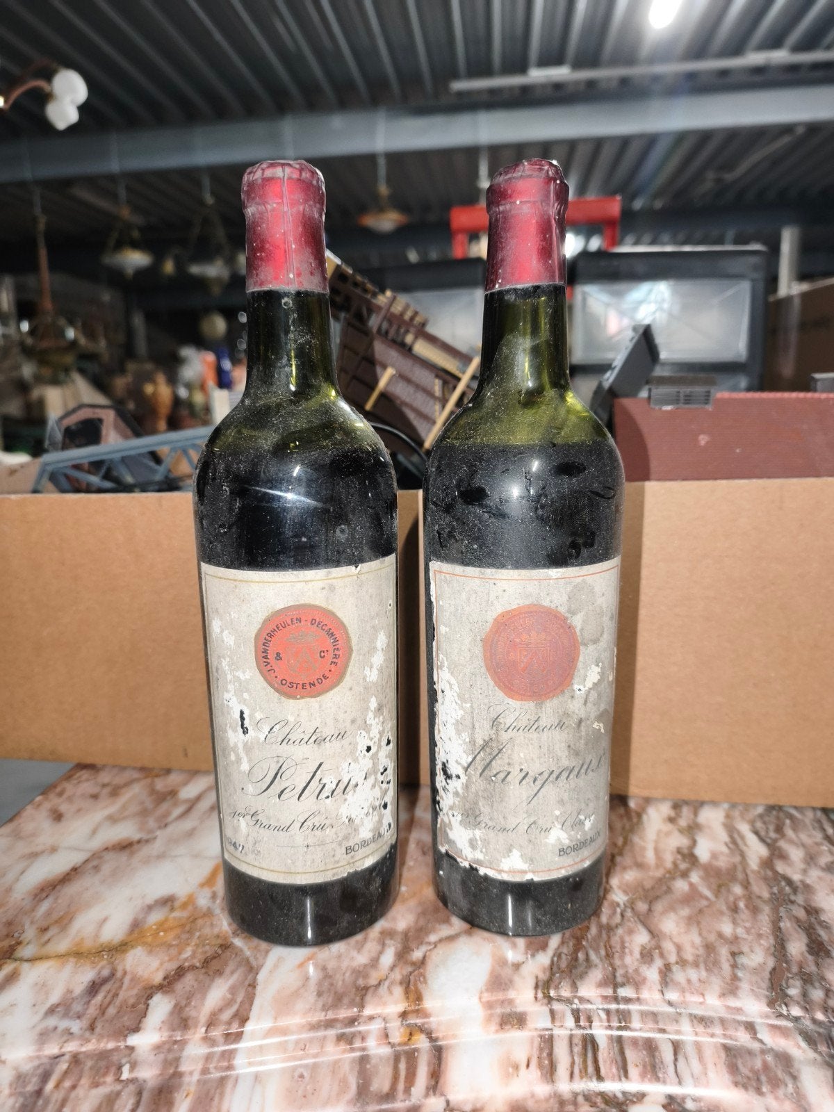 Chateau Petrus en Chateau Margaux 1947, Ophalen of Verzenden, Vol