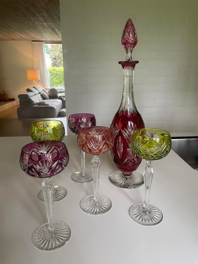 Unieke set Val Saint Lambert met glazen en karaf, Enlèvement, Comme neuf