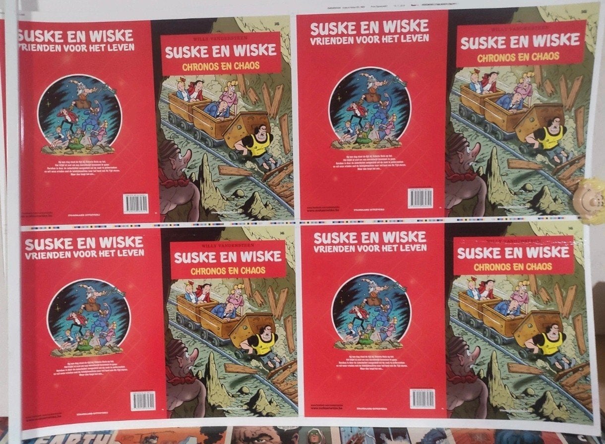 Suske en wiske proefdruk cover 4 x cover Chronos en Chaos, Ophalen of Verzenden, Zo goed als nieuw