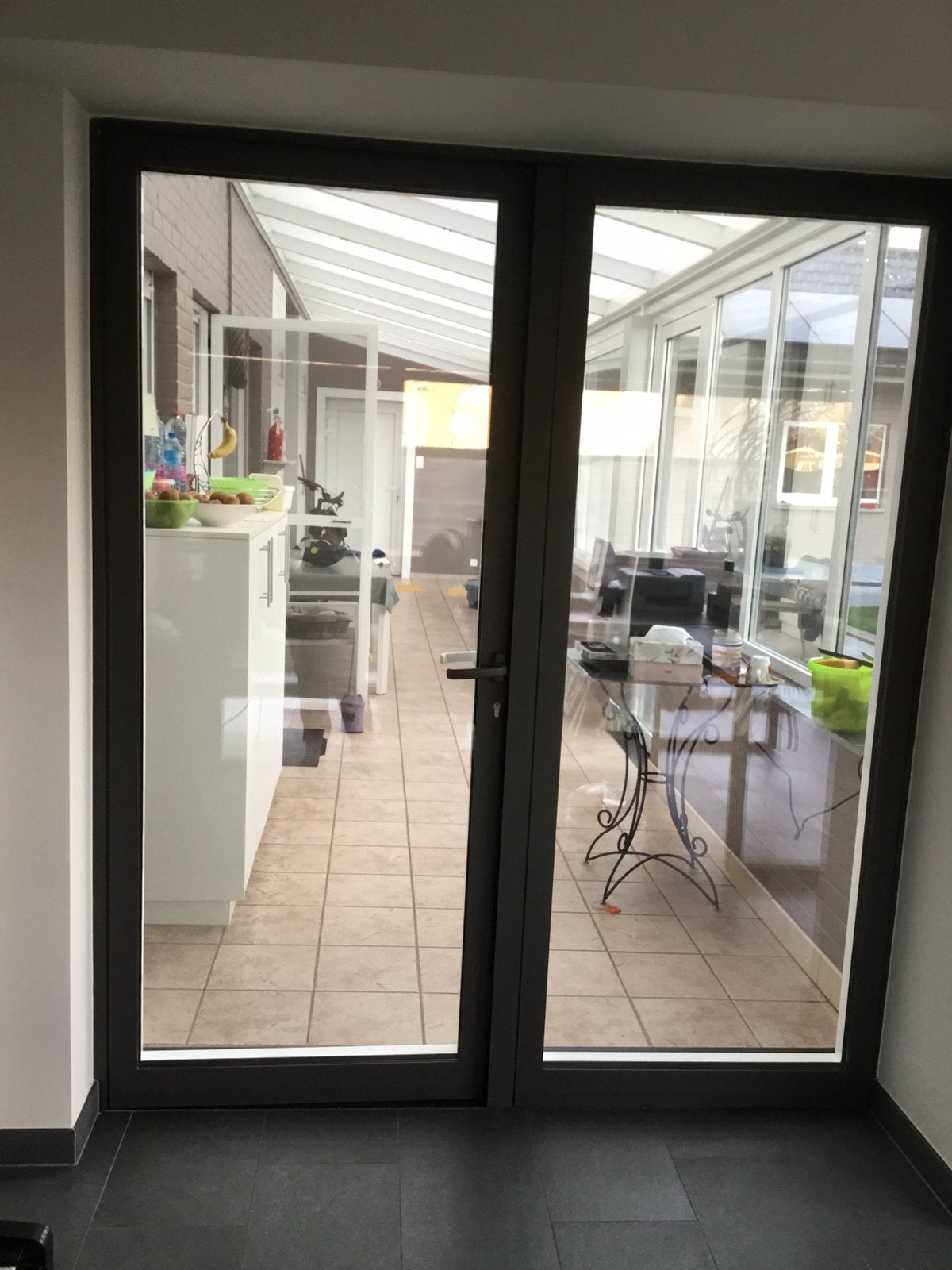 Dubbele deur met dubbel glas in aluminium, Ophalen, Zo goed als nieuw