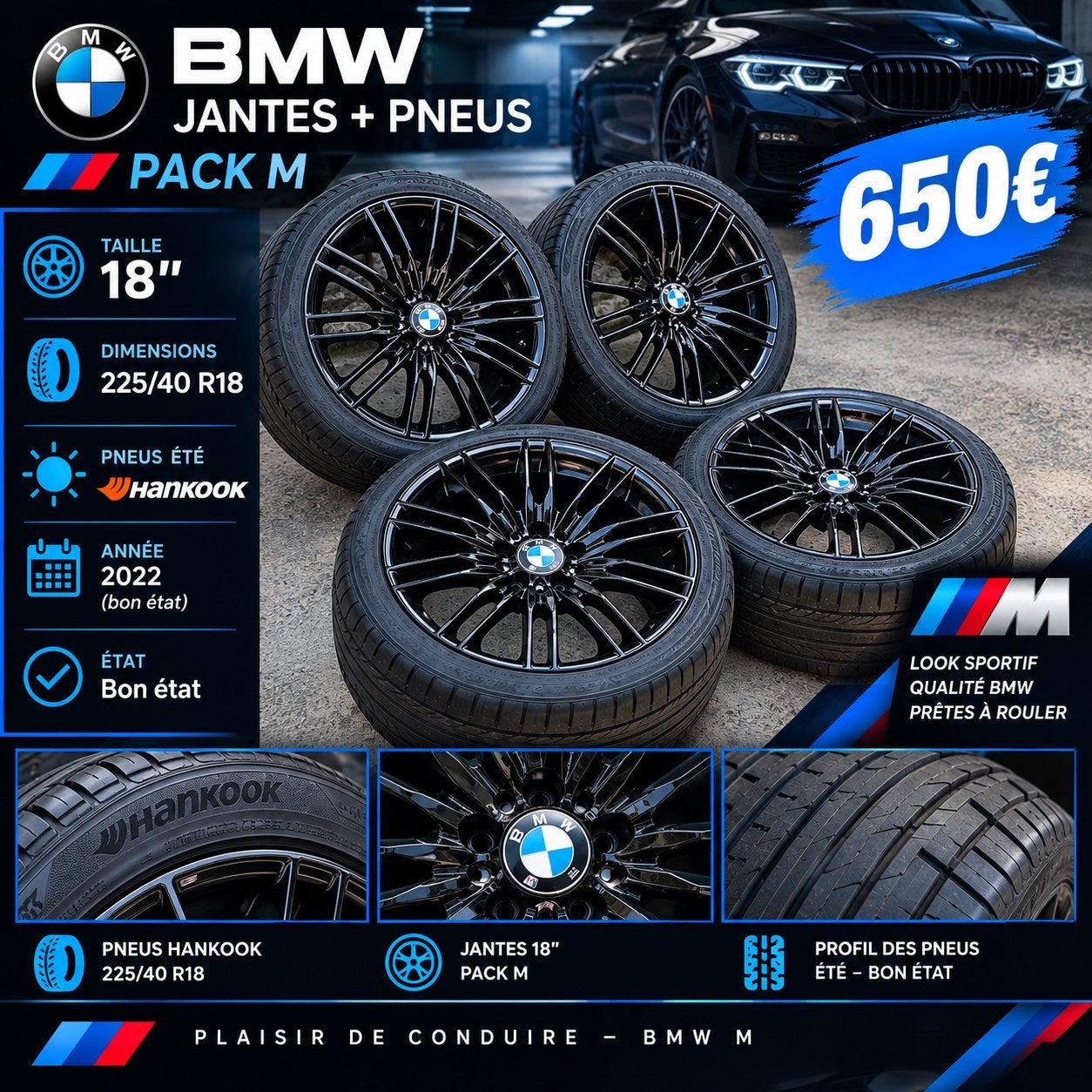 Jantes bmw pack m, Autos : Pièces & Accessoires, Enlèvement, 18 pouces, Pneus été, Pneus et Jantes
