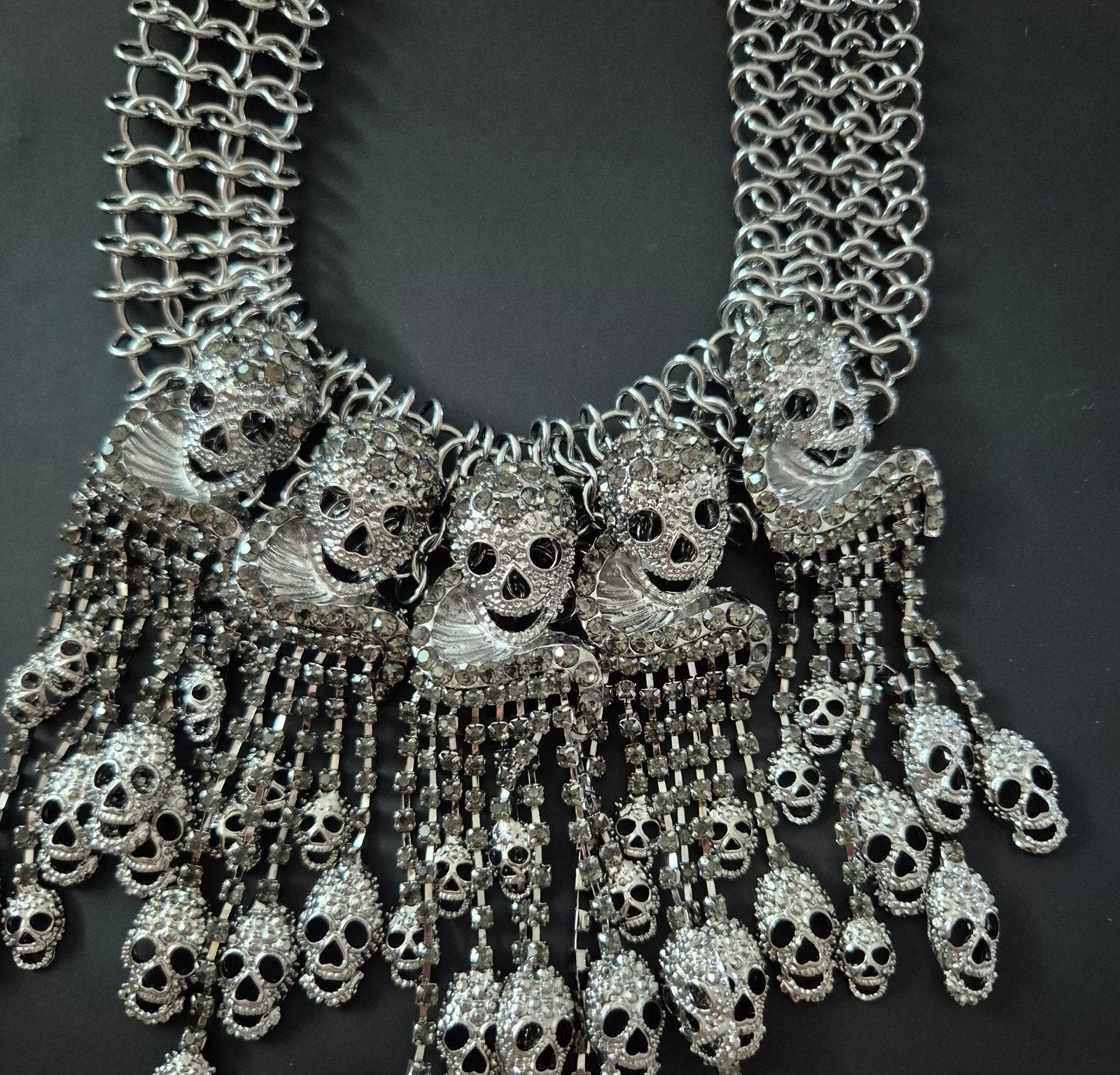 Gothic skulls choker met strass, Ophalen of Verzenden, Met strass