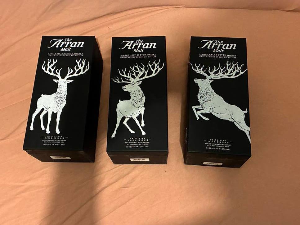 Arran white stag whisky: third, fourth en fifth release, Ophalen, Nieuw