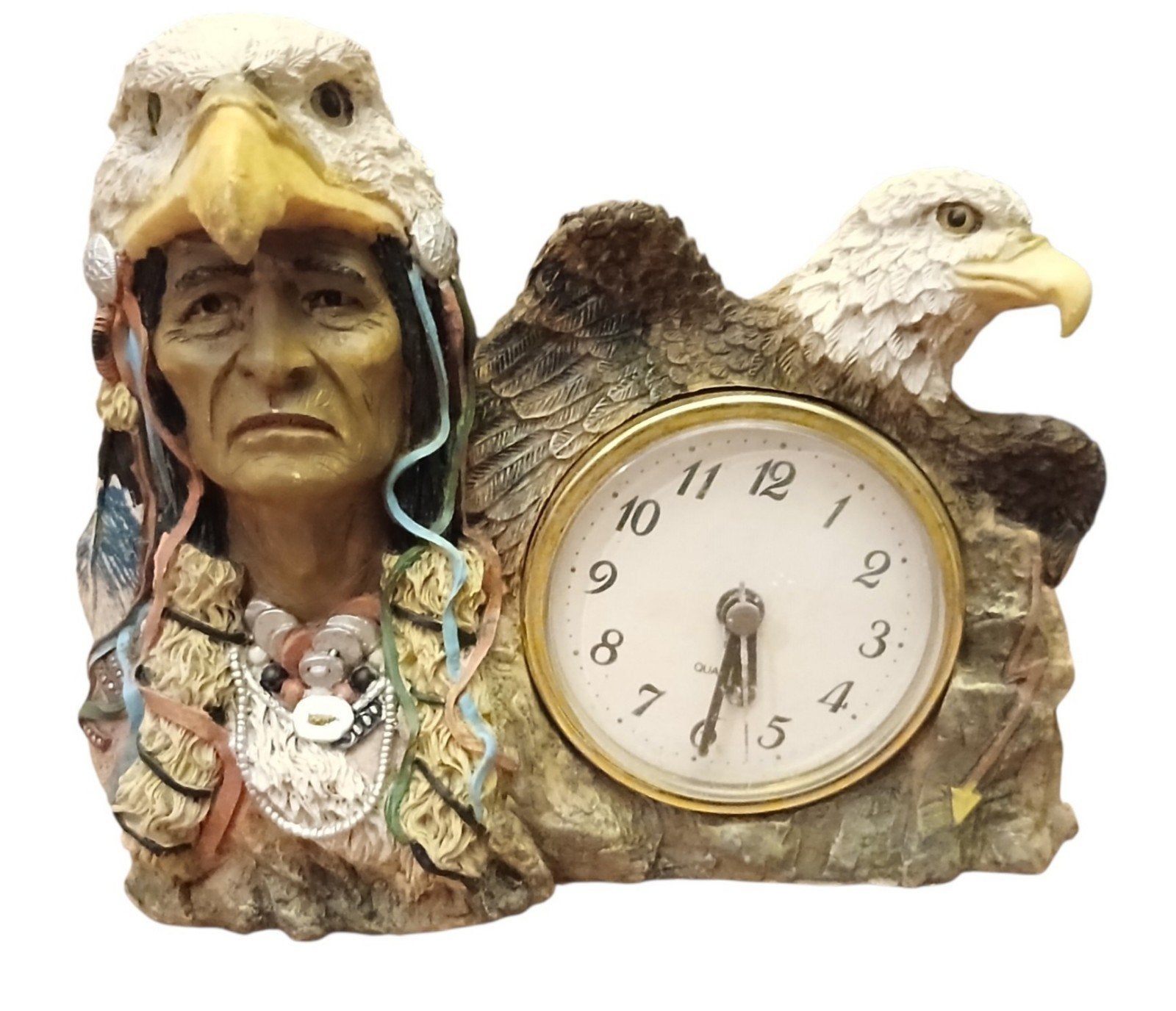 decoratieve vintage tafelklok in Native American-stijl, Ophalen of Verzenden