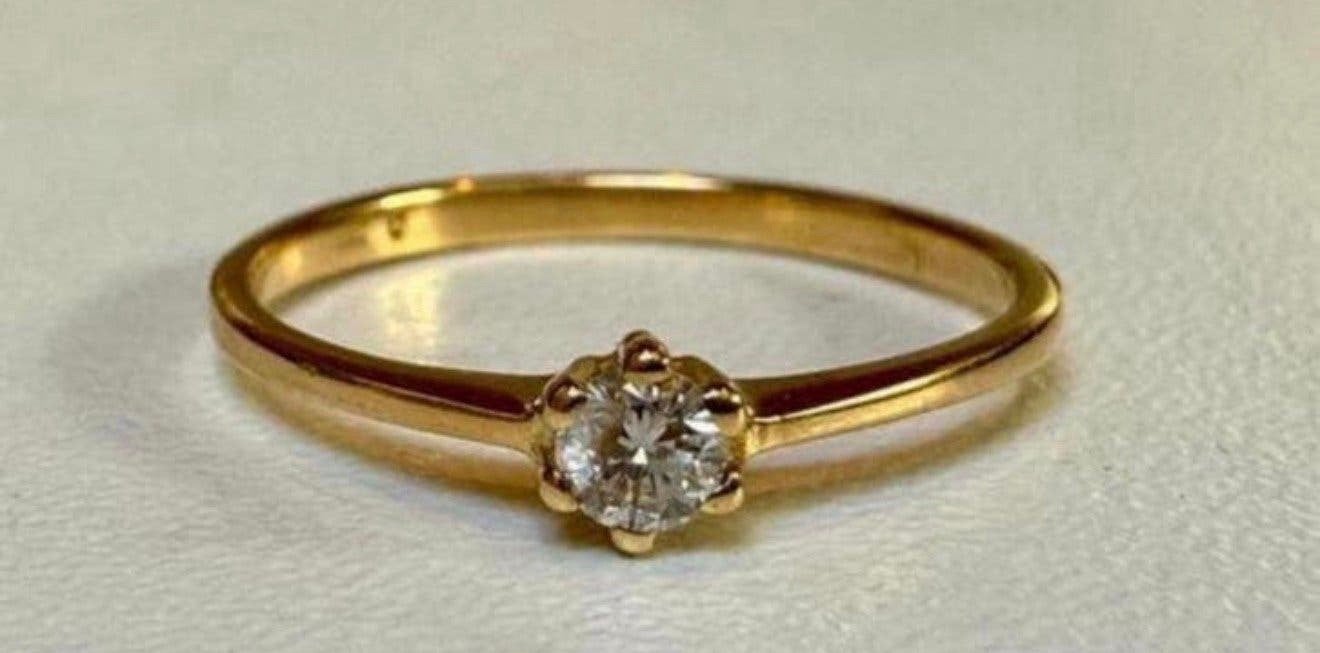 18K gouden verlovingsring met een natuurlijke diamant!, Geel, Ophalen of Verzenden, Kleiner dan 17, Met edelsteen