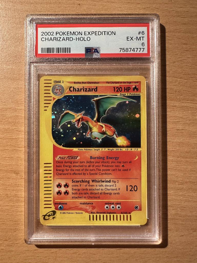 Charizard Holo - Expedition PSA 6, Hobby en Vrije tijd, Ophalen of Verzenden, Nieuw, Losse kaart