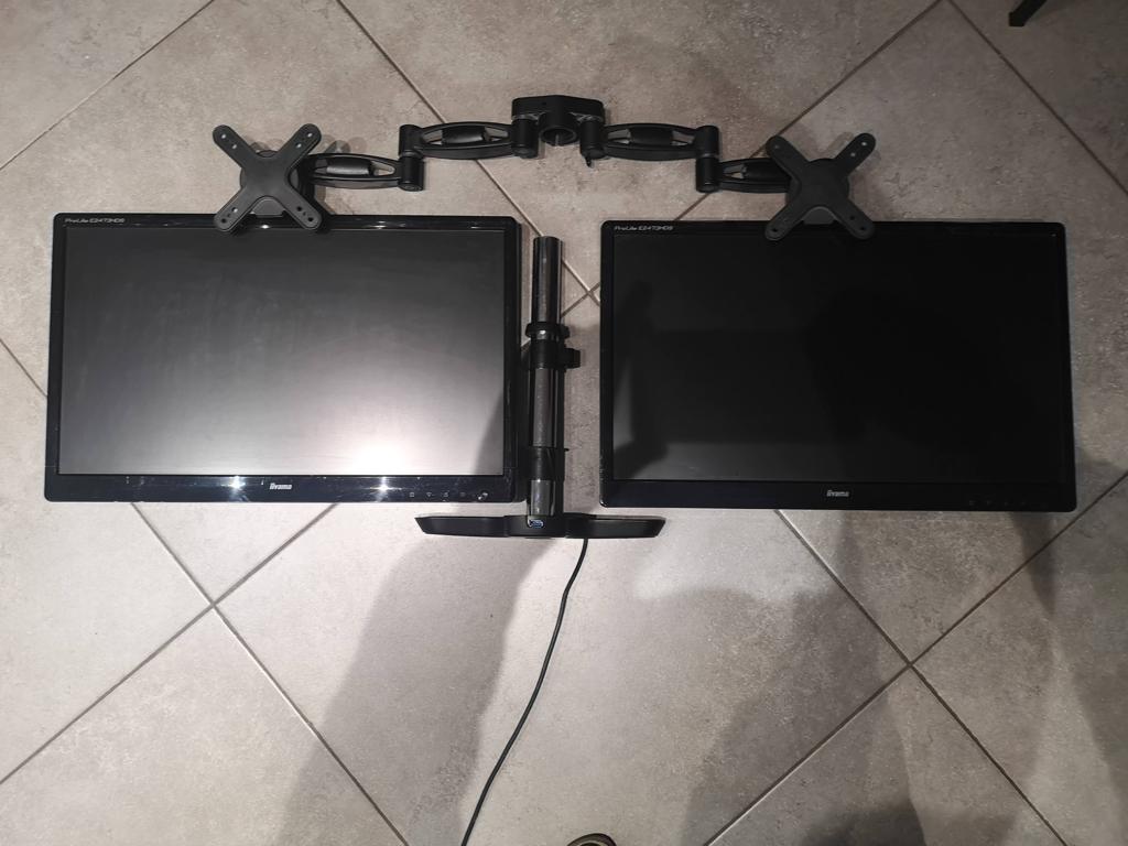 Set Dual-Screen Iiyama ProLite 24" + Support Bras Articulé, HD, Iiyama, Ophalen of Verzenden, Zo goed als nieuw