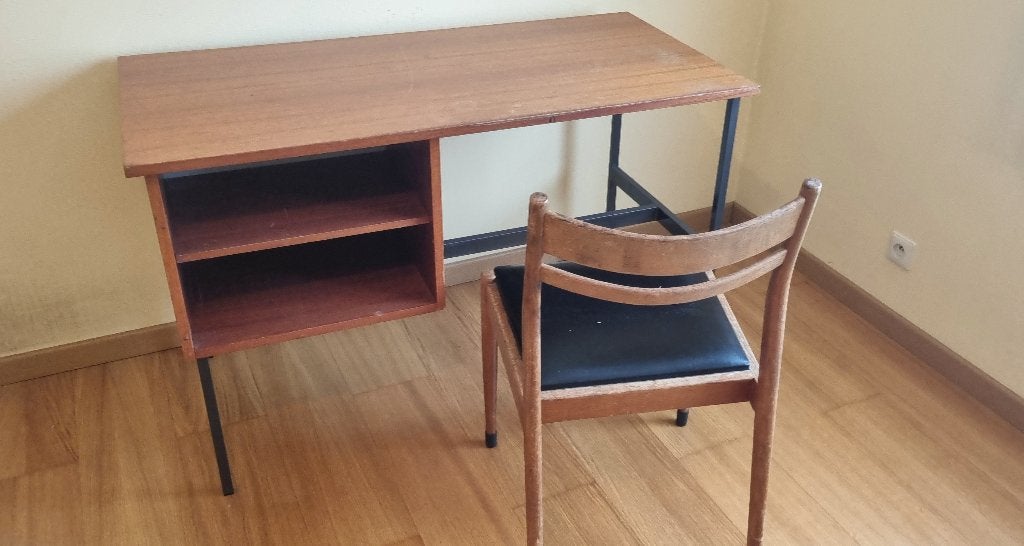 Schoolbureau (jaren 60), Maison & Meubles, Bureau d'écolier, 120 cm, Autres styles, Autres matériaux