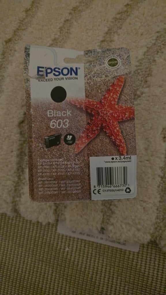Originele Epson 603 Inktcartridge Zwart – Zeester, Ophalen