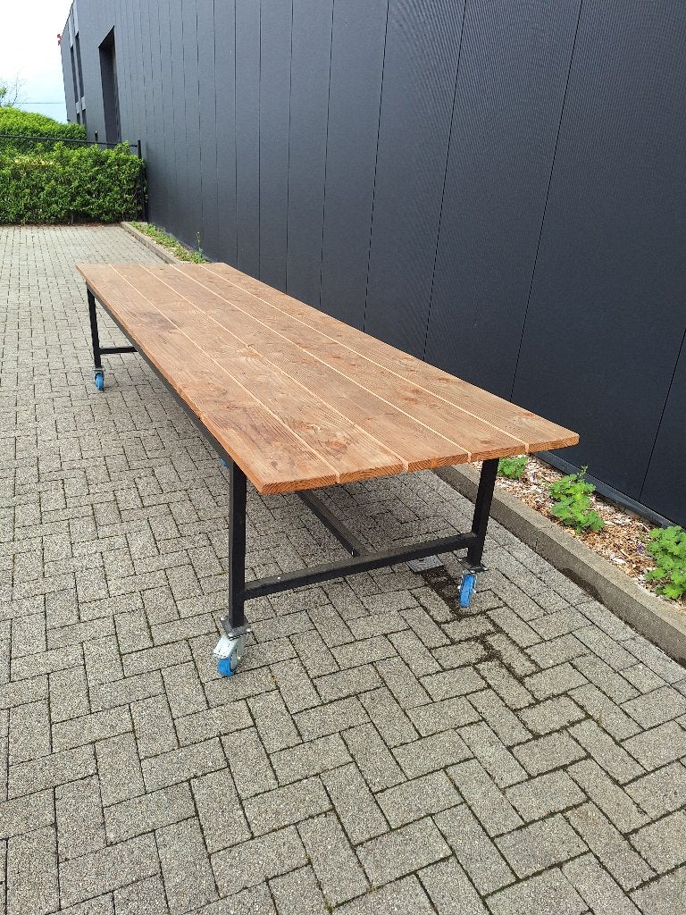 Tuintafel - Zeer lang - op wielen, Jardin & Terrasse, Tables de jardin, Enlèvement, Utilisé, Rectangulaire, Métal