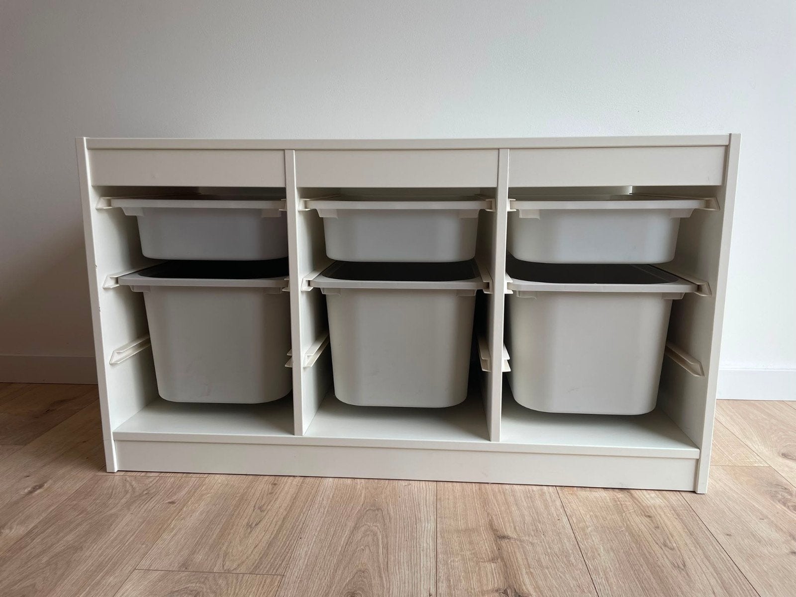 Ikea Trofast met 6 witte opbergbakken, Ophalen, Zo goed als nieuw