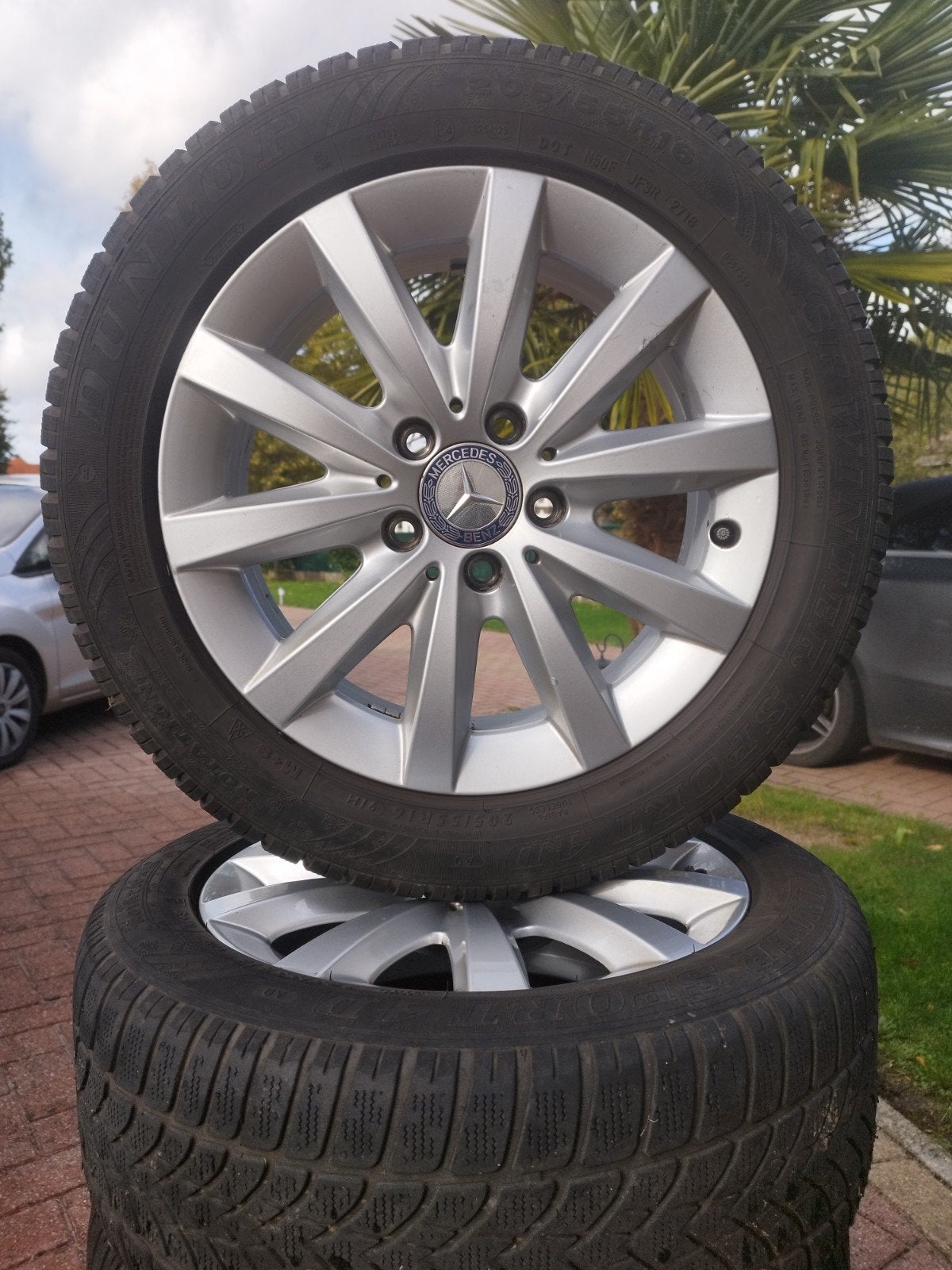 Pneus d'hiver Dunlop 205/55/R16 d'origine Mercedes+Sensors, Autos : Pièces & Accessoires, Pneus hiver, 16 pouces, Véhicule de tourisme