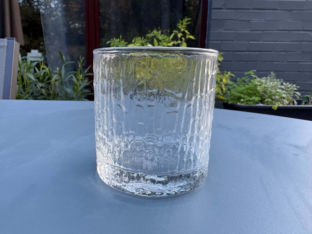 Vintage Chevron glas met boomschors structuur / Belgisch, Antiek en Kunst, Ophalen of Verzenden