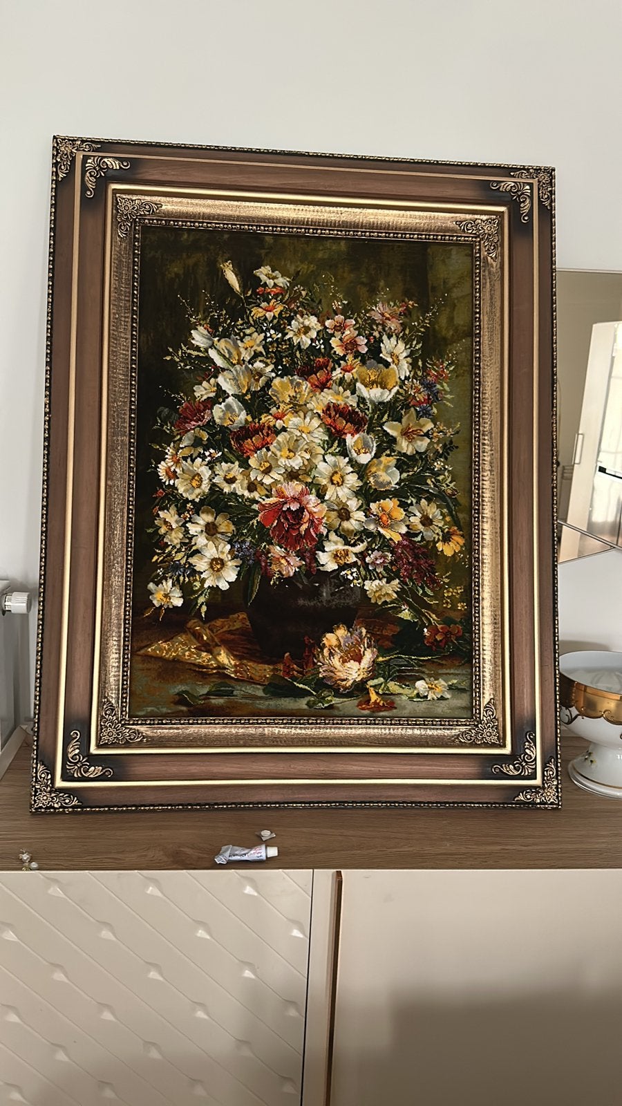 Wands tapijt van wol en zijde uit Iran, Antiek en Kunst, Ophalen