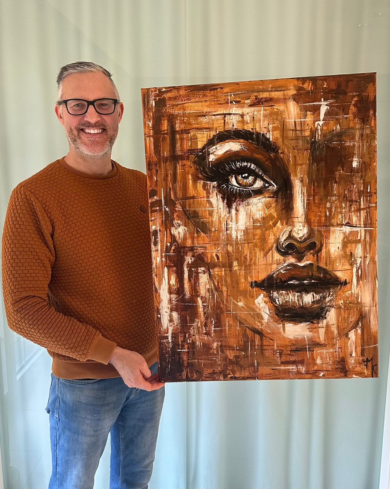 Vrij groot origineel modern schilderij Mk Art, Ophalen