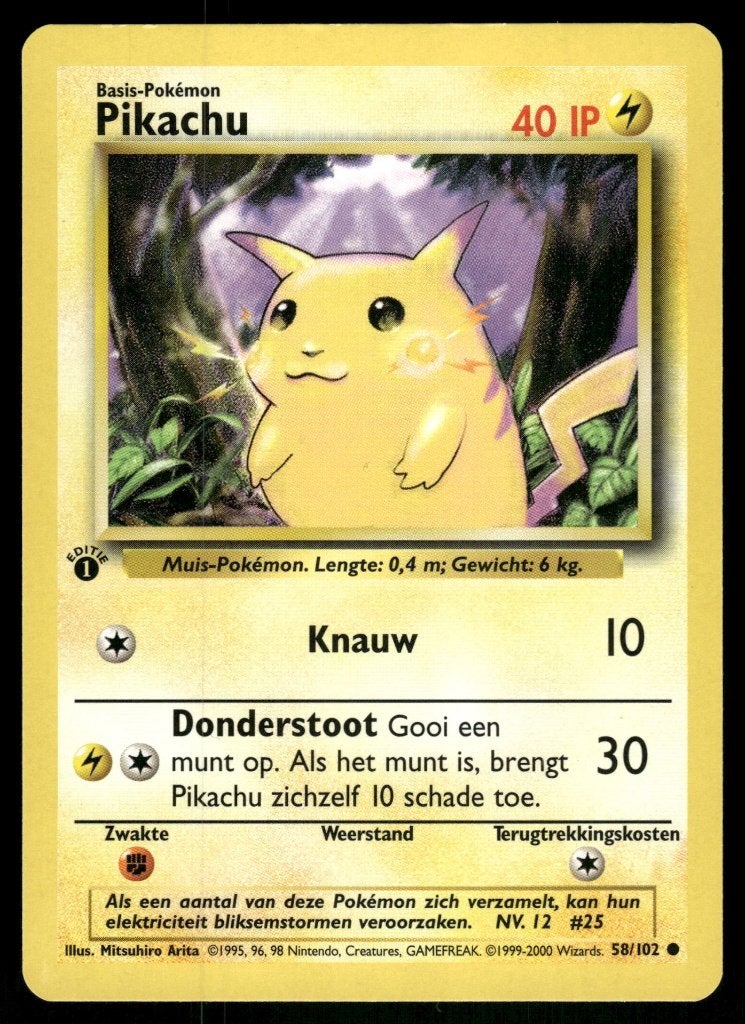 Pikachu 58/102 - Base (1st edition) (NL) (NM), Envoi, Utilisé