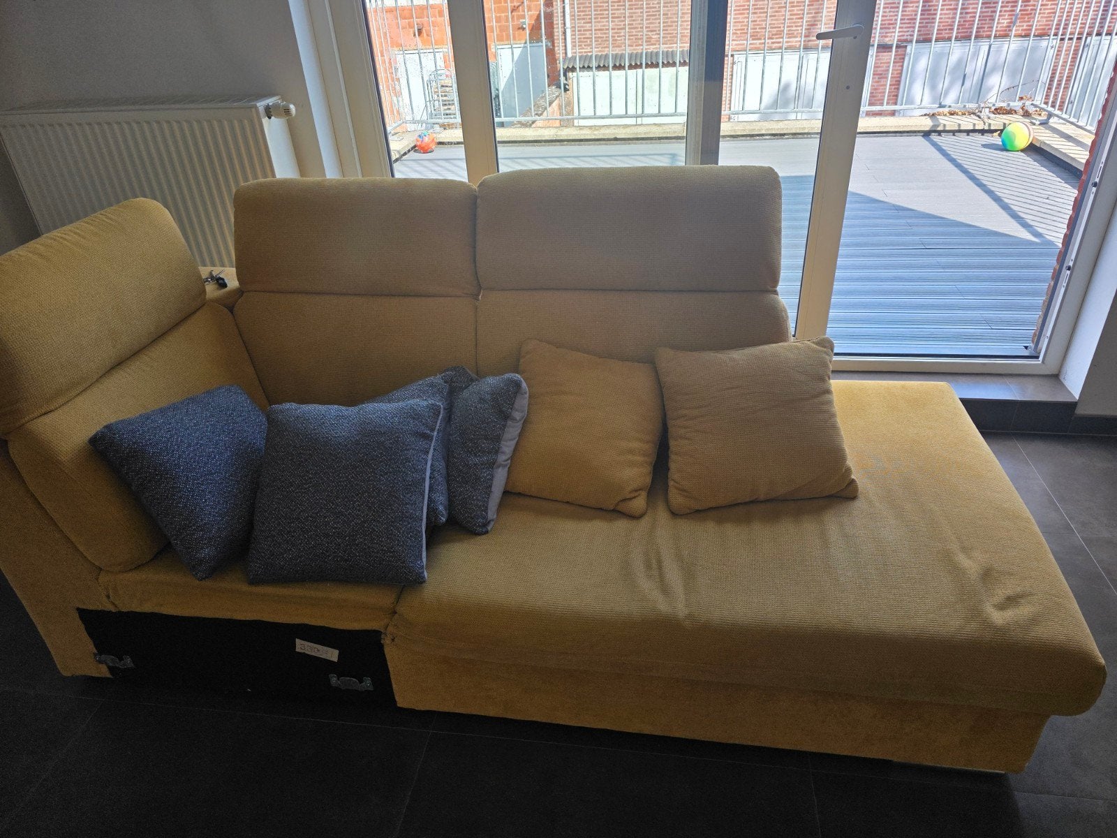 te Koop hoekzetel met bedfunctie, Enlèvement, Comme neuf, Tissus