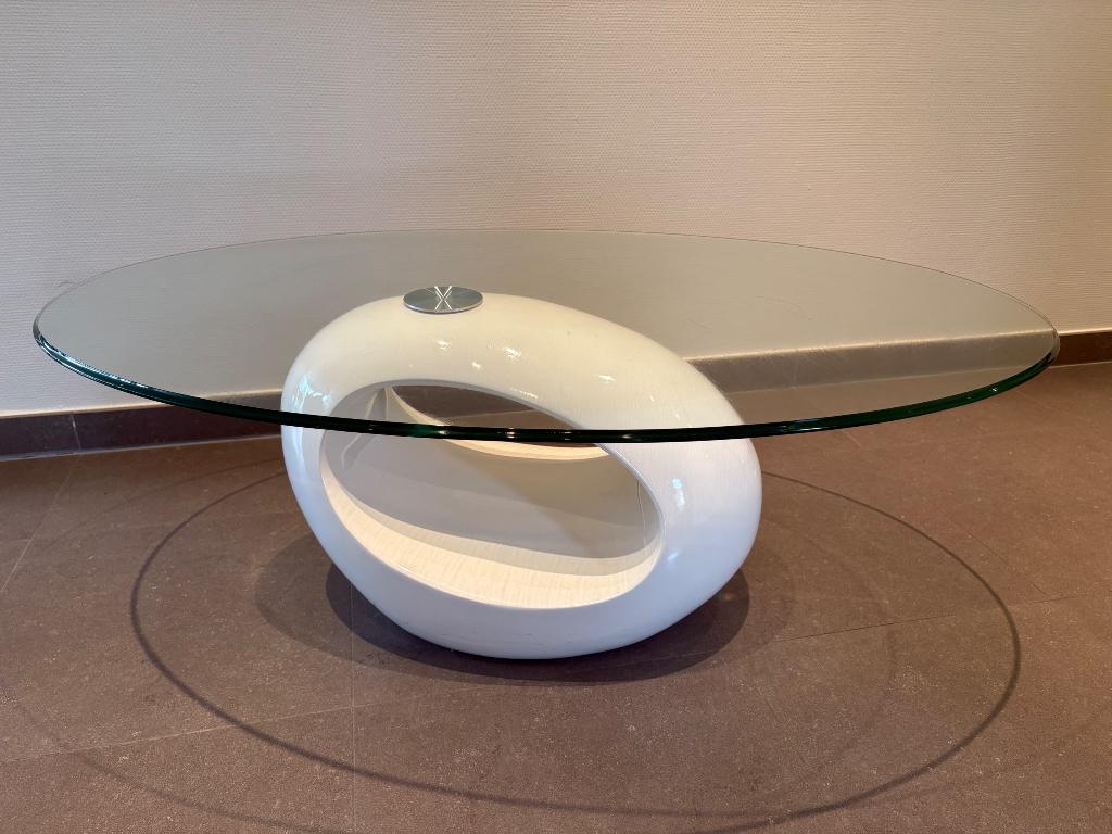 Glazen salontafel, Ophalen, Gebruikt, 100 tot 150 cm, 50 tot 100 cm