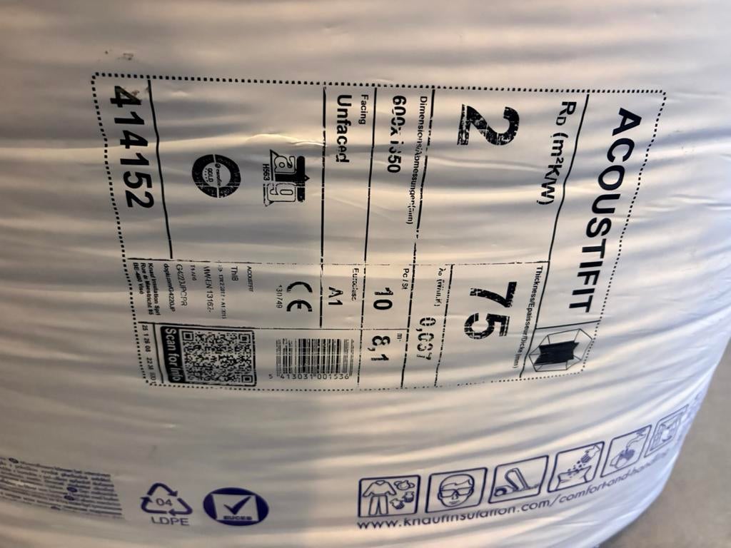 2 pakken KNAUF ACOUSTIFIT 75MM 60X135CM, Ophalen, Zo goed als nieuw
