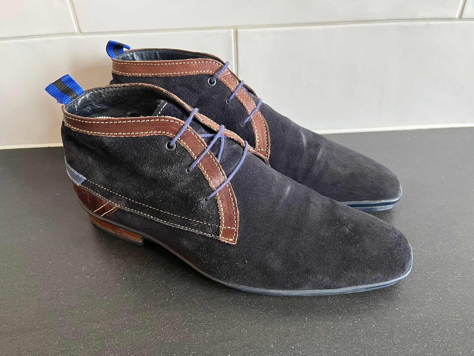 Floris van Bommel herenschoenen maat 9 / 43 H, Kleding | Heren, Schoenen, Zo goed als nieuw, Veterschoenen, Blauw, Ophalen of Verzenden