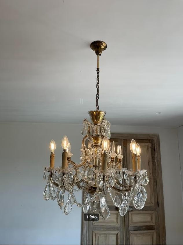Kristallen Marie-Thérèse kroonluchter, Huis en Inrichting, Lampen | Kroonluchters, Ophalen, Zo goed als nieuw, Glas