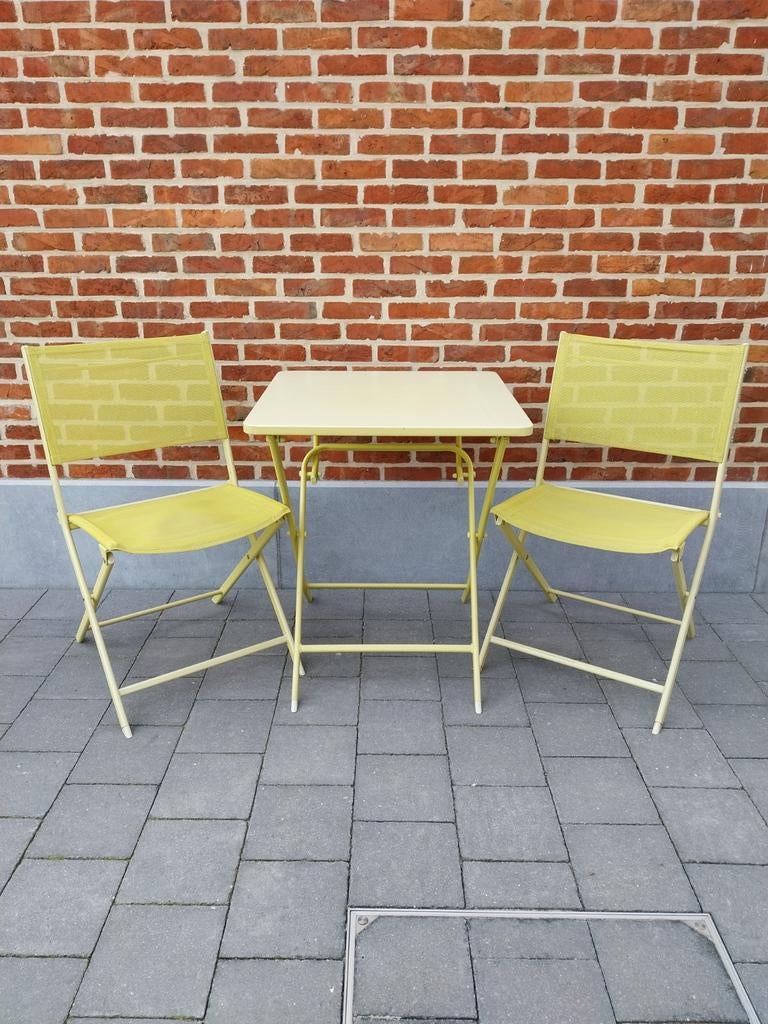 Bistroset, Tuin en Terras, Ophalen, Zo goed als nieuw, Metaal, Inklapbaar