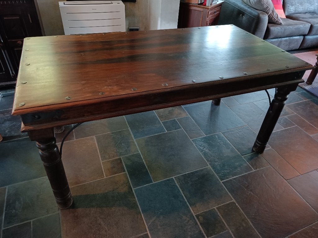 Massief houten eettafel - koloniale stijl, Huis en Inrichting, Ophalen, Gebruikt, Koloniaal, 50 tot 100 cm