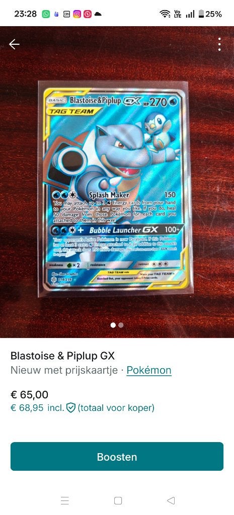 Blastoise & Piplup gx, Ophalen of Verzenden, Nieuw, Losse kaart, Foil