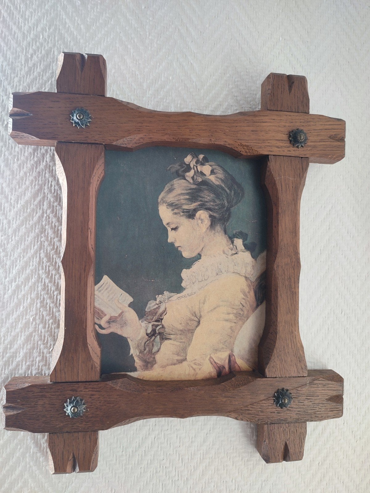 Petit tableau '' La liseuse '' Fragonard, cadre en bois, Enlèvement