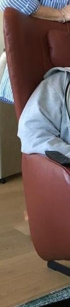 Electrische verstelbare lederen relax zetel kleur wijnrood, Ophalen, Zo goed als nieuw, Leer