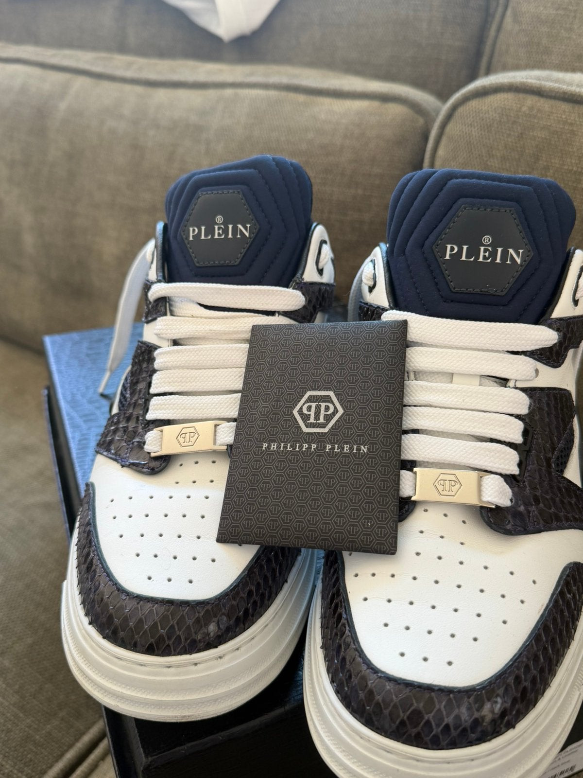 Originele philipp Plein python, Ophalen, Wit, Nieuw, Sneakers