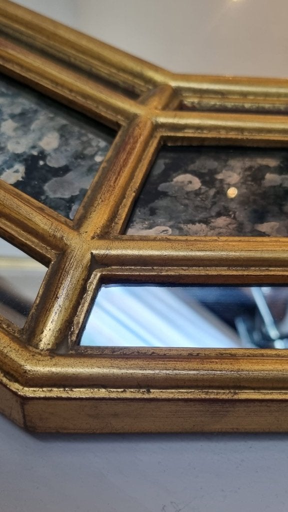Vintage spiegel veelkleurig goud, Huis en Inrichting, Woonaccessoires | Spiegels, Ophalen, Zo goed als nieuw, Minder dan 100 cm