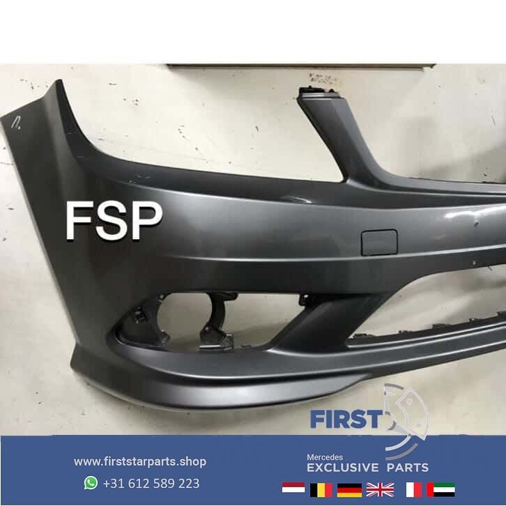 W204 AMG Voorbumper Mercedes C Klasse 2007-2011 grijs MB 204, Gebruikt, -, Voor, Ophalen of Verzenden