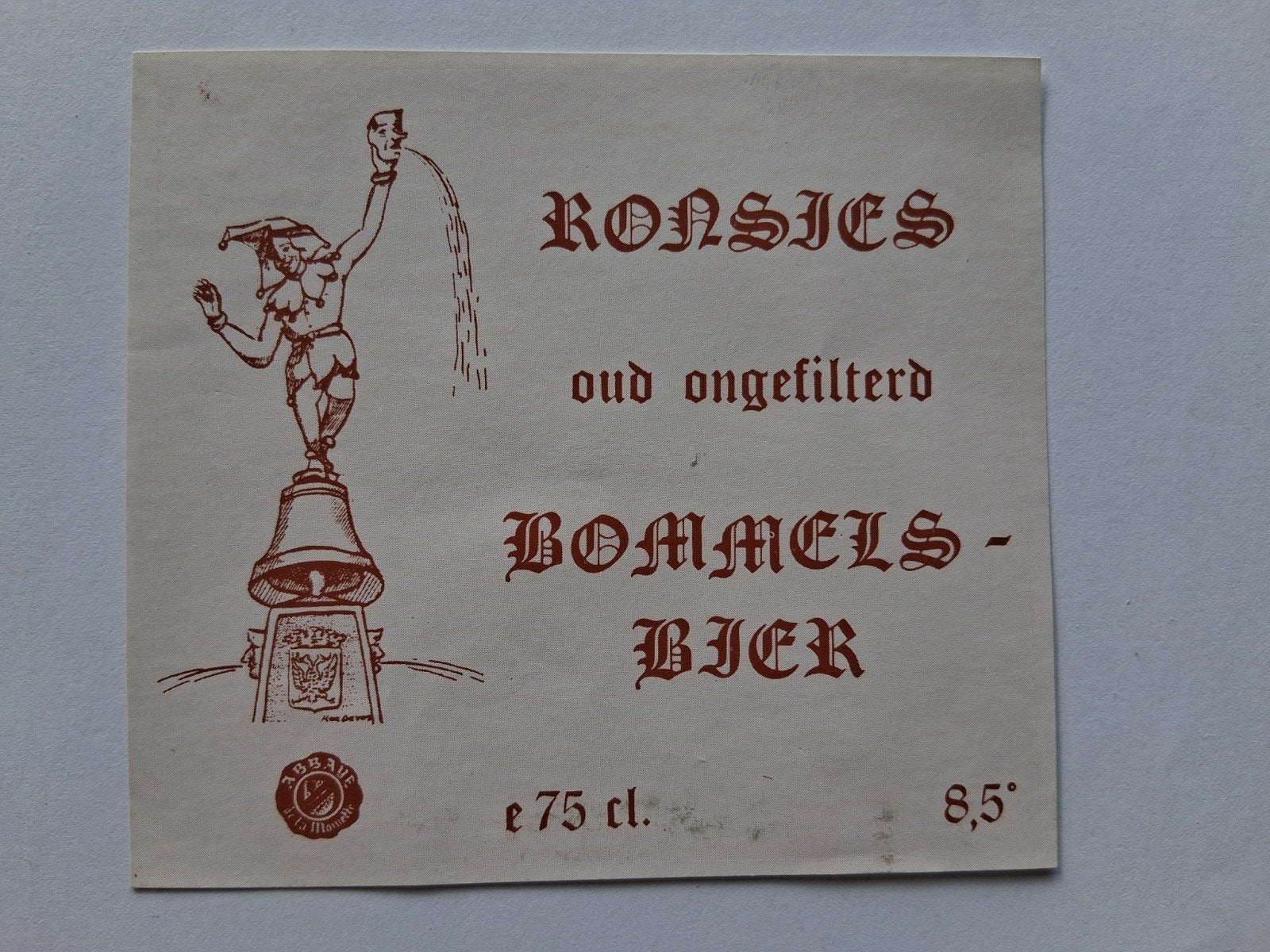 bieretiket Belgie Dupont Tourpes: Ronsjes Bommelsbier, Collections, Envoi, Utilisé, Autres types, Autres marques