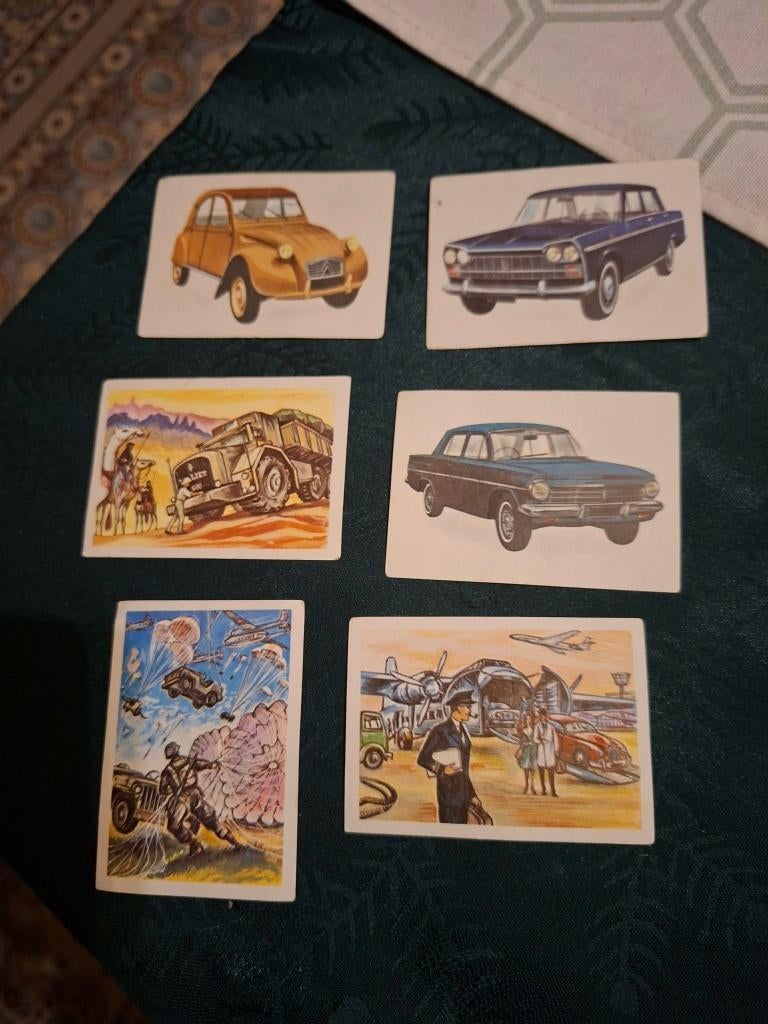 5 Prentjes/Chromo's : De auto's van 1964 in de wereld, Verzamelen, Ophalen of Verzenden, Gebruikt, Overige onderwerpen, Prent