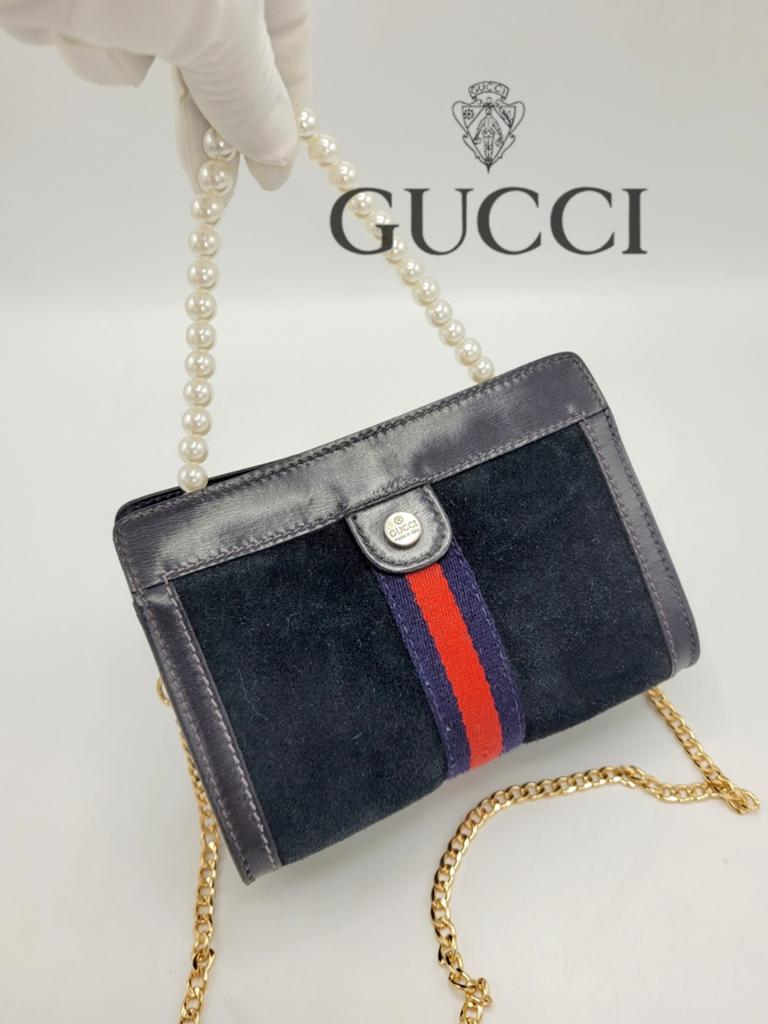 Kleine vintage Gucci Ophidia suede crossbody bag, Ophalen of Verzenden