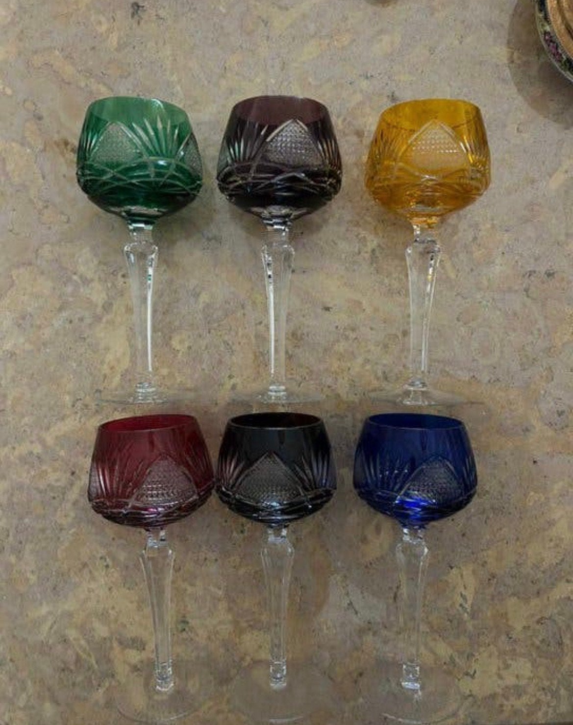 Set van 6 kristallen wijnglazen, Ophalen, Zo goed als nieuw