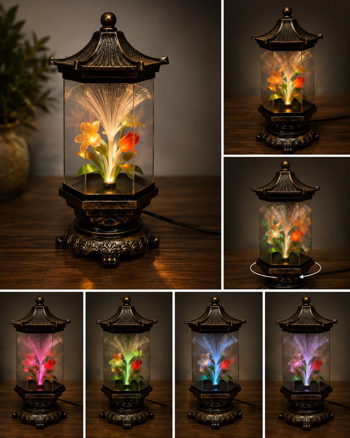 Lampe de pagode à fibre optique rotative vintage, Enlèvement ou Envoi