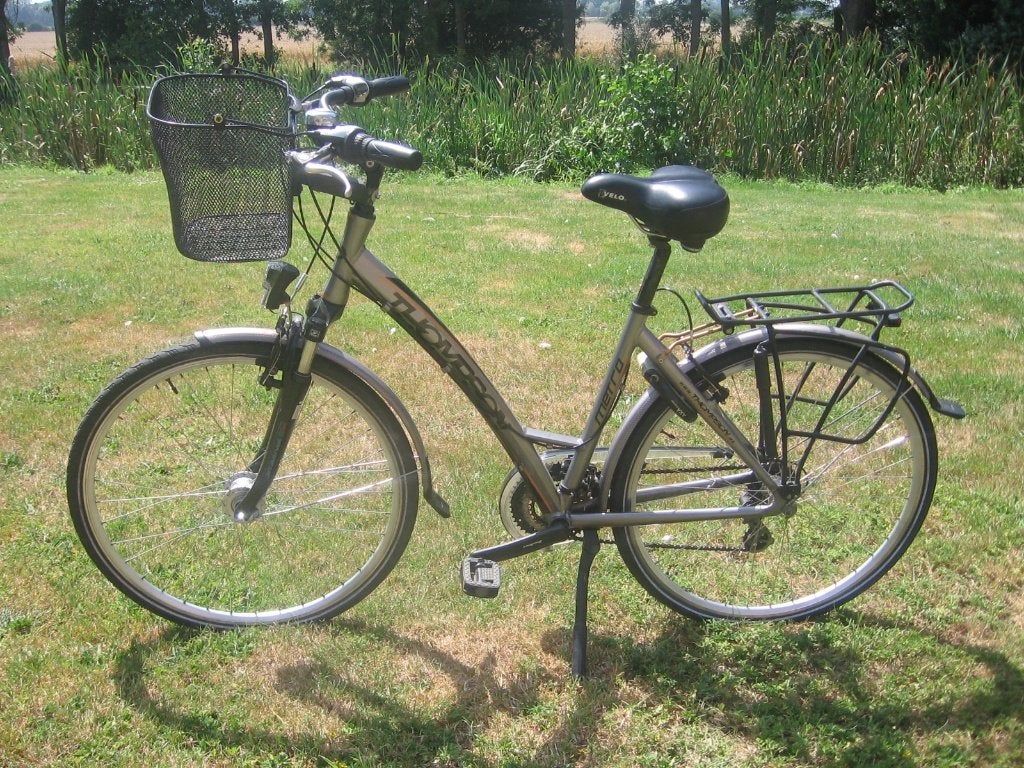 28 inch Thompson damesfiets 21 versnellingen en kader 50, Fietsen en Brommers, Gebruikt, Velgrem, Versnellingen, 50 tot 53 cm