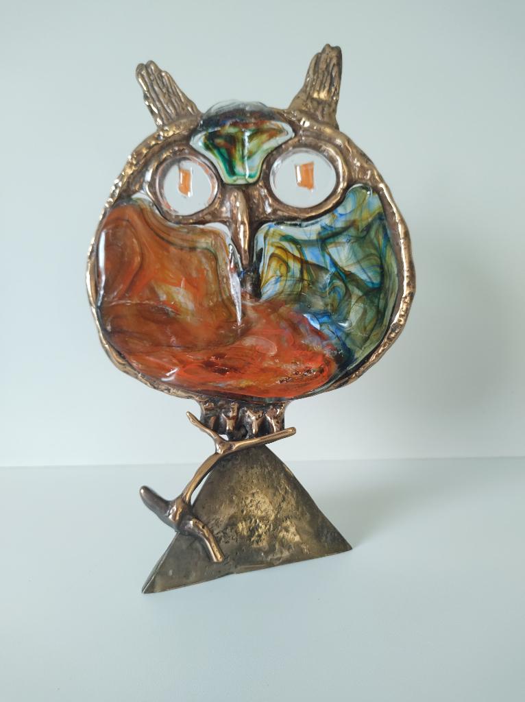 Yves Lohé - pâte de verre en bronze hibou, Enlèvement ou Envoi