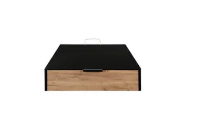 Lit coffre 140x190 cm – imitation chêne et noir, Enlèvement, Comme neuf, 190 cm ou moins, 140 cm