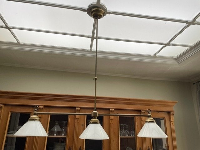 landelijke luchter en bijhorende staande lamp, Enlèvement, Comme neuf