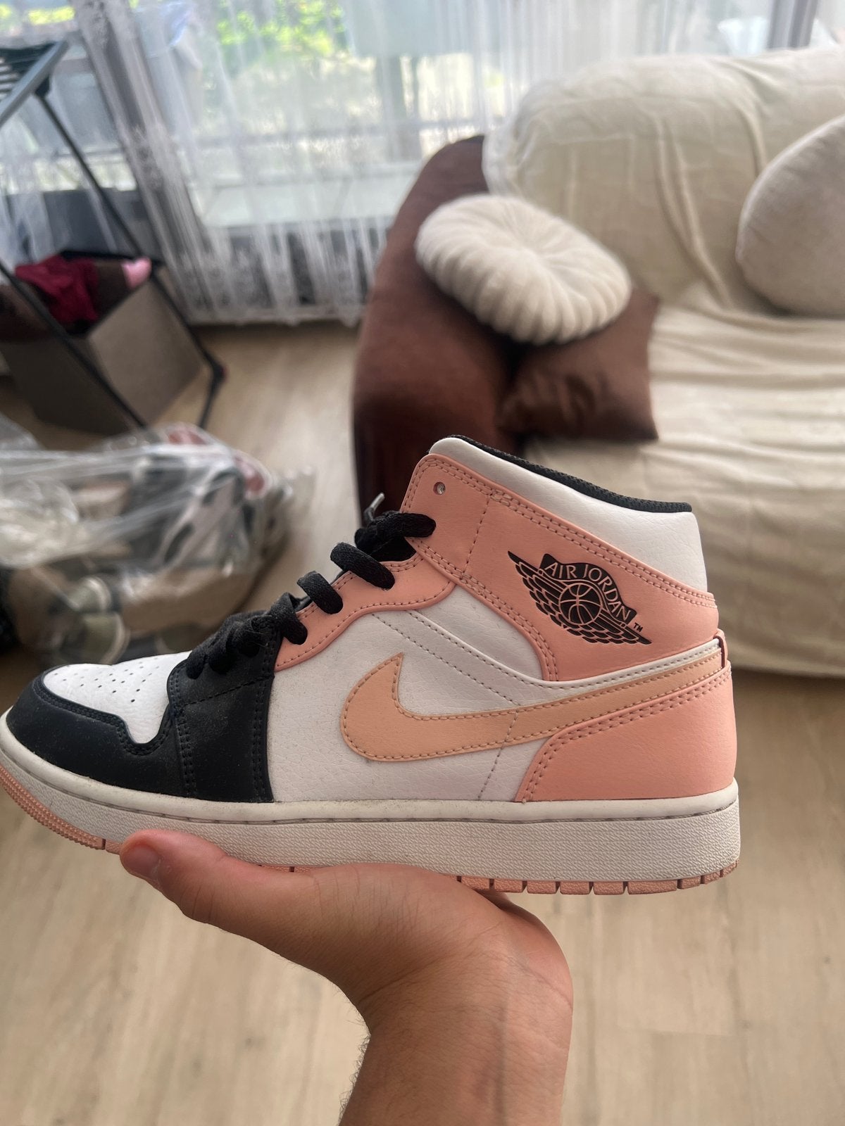 Air Jordan 1 Mid „Arctic Orange” (zwarte neus), Ophalen, Gebruikt, Schoenen